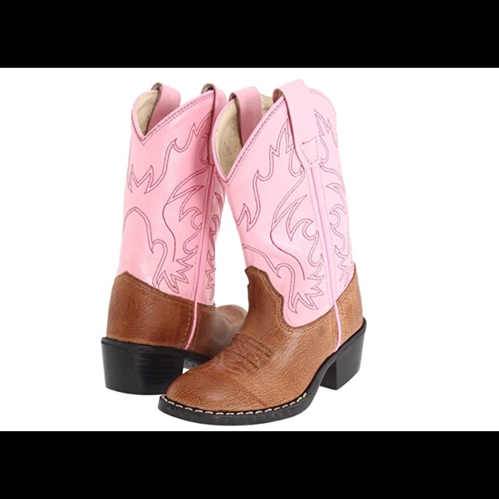 Pink Girls Leather Western Cowboy Boots size 11.5
